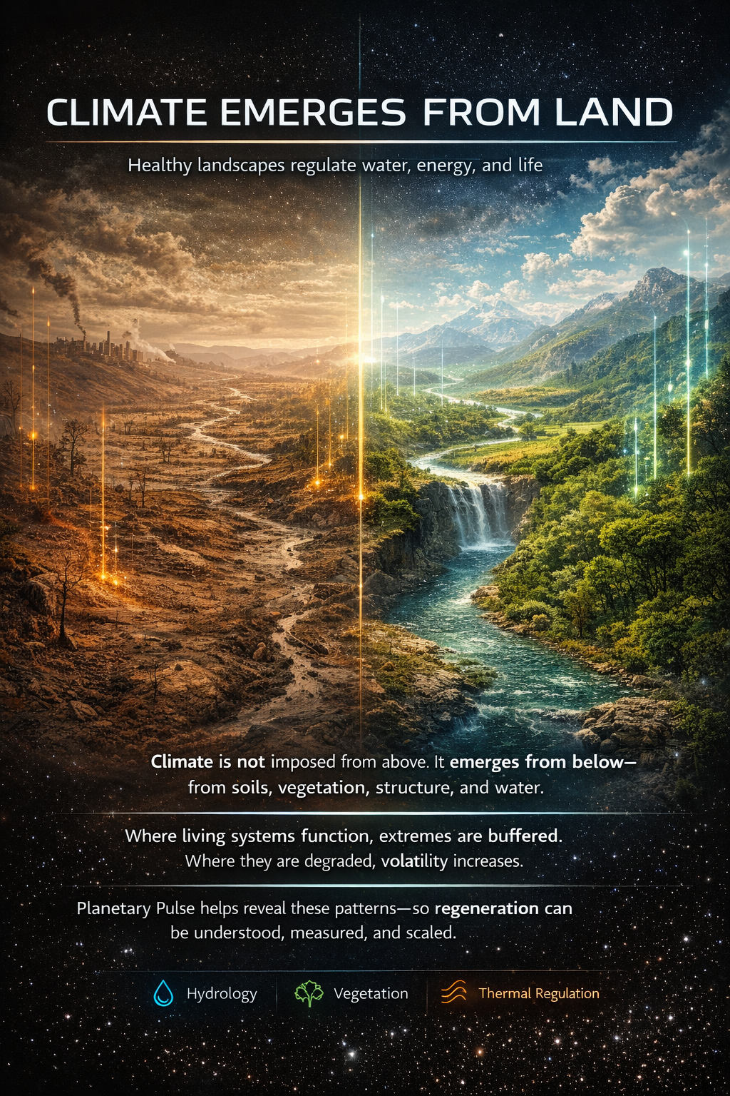 Poster showing climate emerging from land processes.