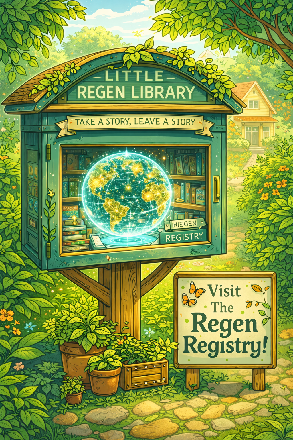 Poster illustration inviting visitors to the Regen Registry.